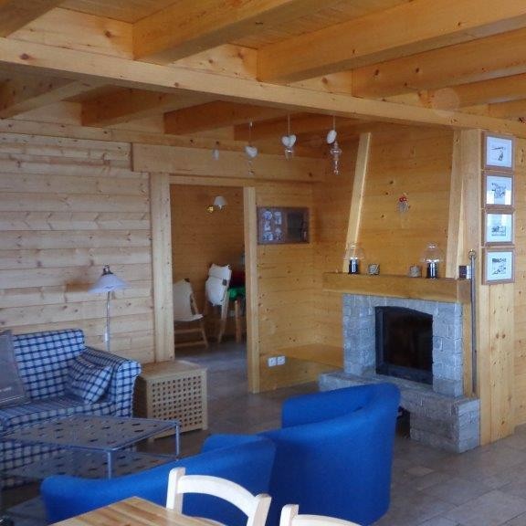 salon avec feu ouvert